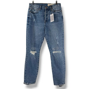 NWT Pistola Madi Embroidered Distressed Modern Slim Jeans Sz 27x27 Deep Sea Blue